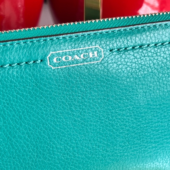 Coach Turquoise Leather Zip Wallet - Picture 4 of 13
